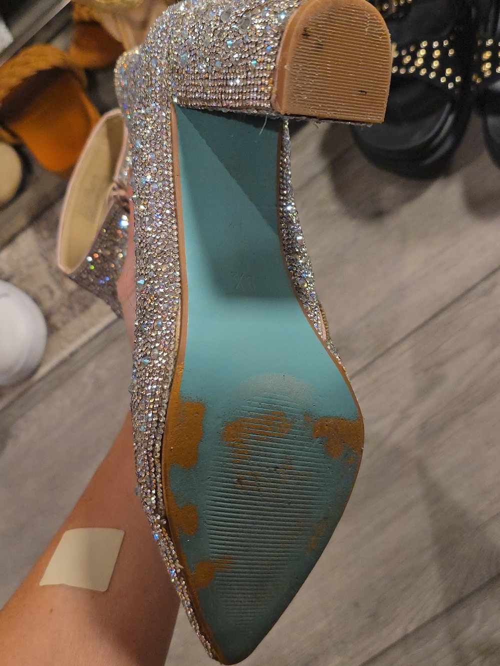 Betsey Johnson Crystal-Covered Pointed Toe Ankle Boots in Silver - Picture 3 of 5
